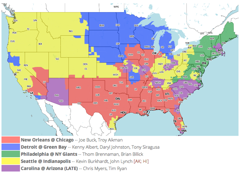 Illustration for article titled Which TV Market's Getting Screwed Today? Your Week 5 NFL Viewing Maps